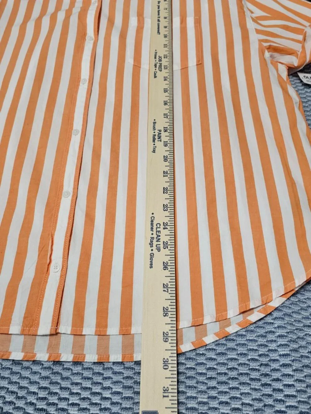 NWT Old Navy The Boyfriend Shirt Orange White Striped Button Down Women's Size L - Picture 6 of 6